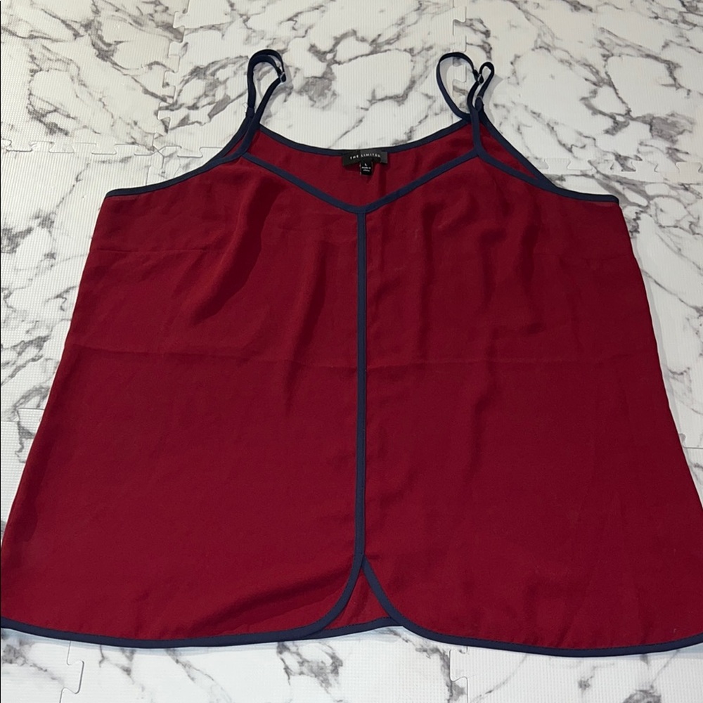 The Limited burgundy and navy piped spaghetti strapped cami